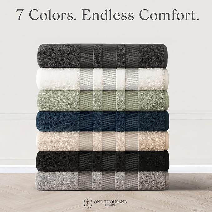 Premium Staple Cotton Bathroom Towel Set - Sage Green 600 GSM 6-Piece Luxury Bath Towel Set 3 Stripe - 2 Bath Towels, 2 Hand Towels & 2 Washclothes Set - High Absorbent & Quick Dry for Gym, Spa, Hotel