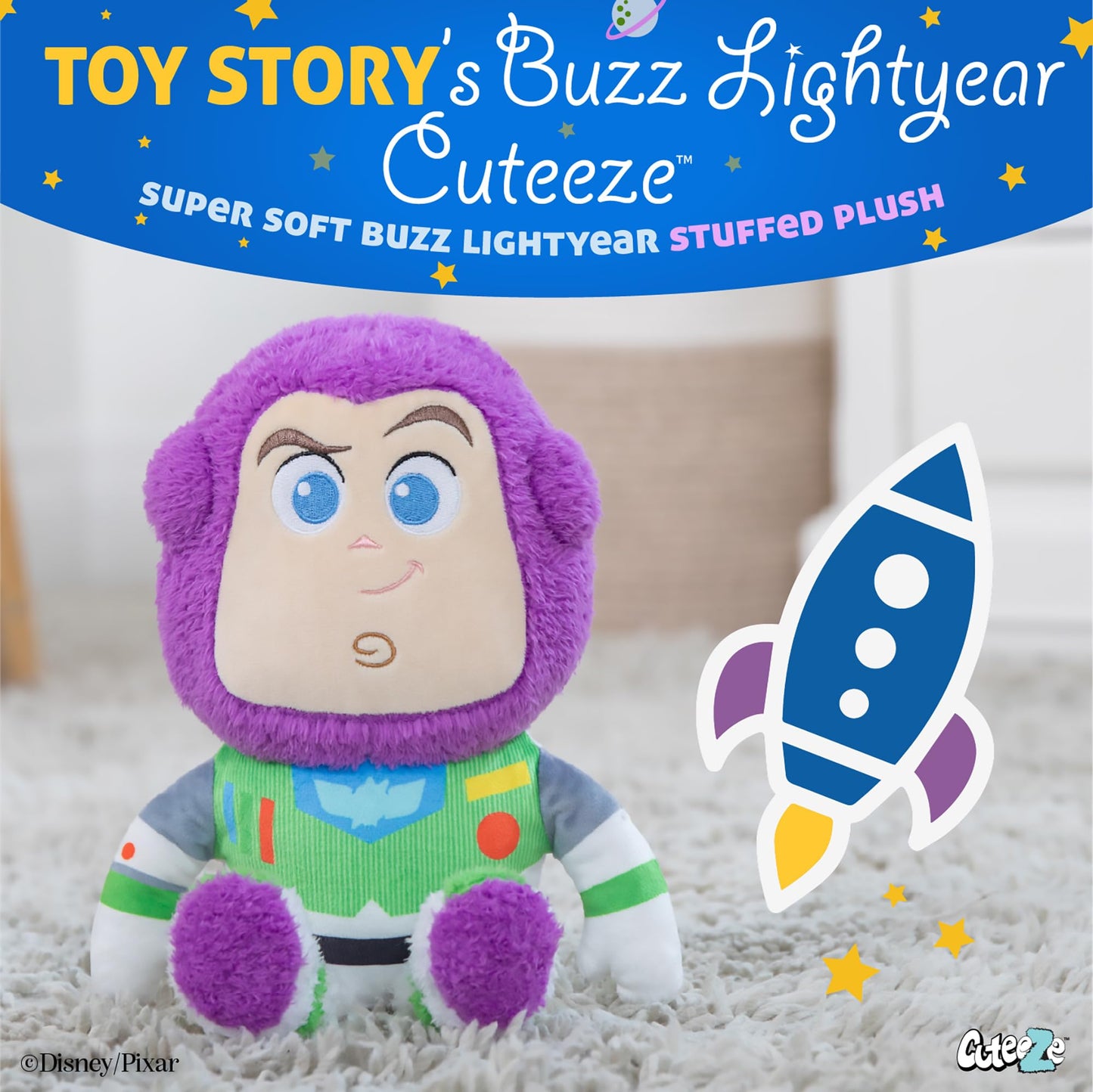Kids Preferred Disney Pixar Toy Story Buzz Lightyear Toy Cuteeze Extra Soft Plush Stuffed Animal Toy for Baby and Toddler Boys and Girls 12 Inch Size