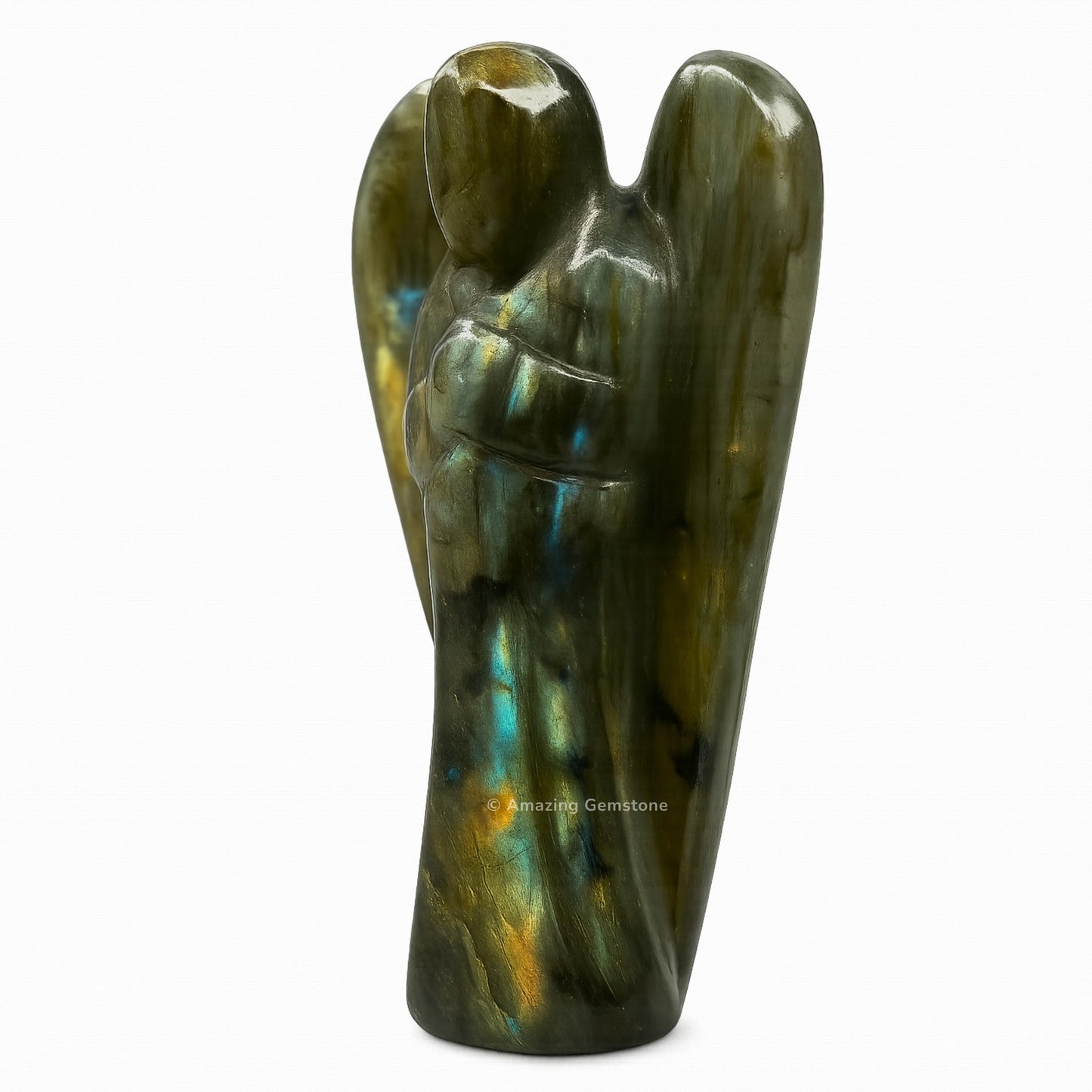 Amazing Gemstone Labradorite Angel - Labradorite Crystal Angel and Pocket Guardian Angel Crystal Figurines (3 inches)