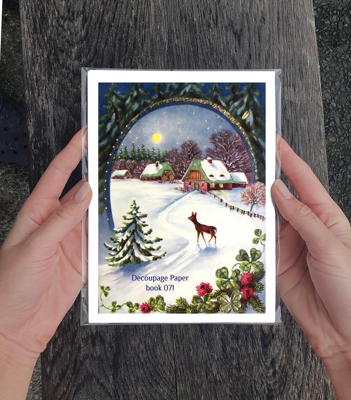 Decoupage Paper Pack (21 Sheets 6"x8") Christmas Winter Landscapes FLONZ Vintage Styled Christmas Pictures Cards for Decoupage, Craft and Scrapbooking