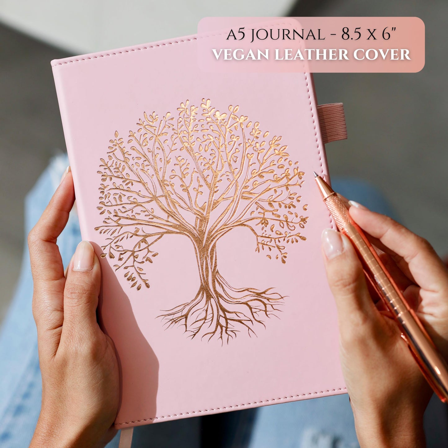 Veway Luxury Journal and Pen Set for Women - A5 Vegan Leather Notebook with Pen - 224 Lined Pages, Index & Gift-Ready Packaging (Eternal Tree of Life)
