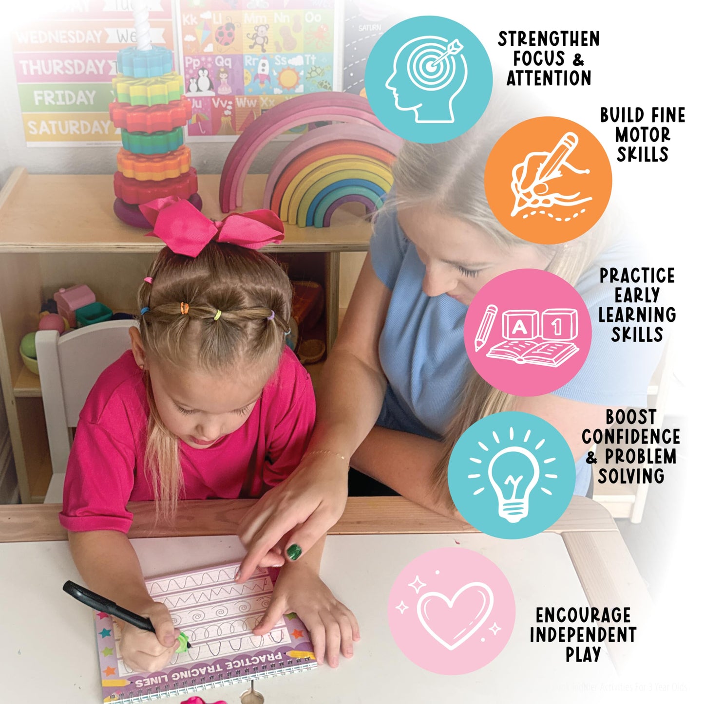 Hadley Designs Magic Grooved Writing Practice for Kids- Preschool Learning Activities, Letter Tracing for Kids Ages 3-5, Magic Book Handwriting Practice, Kindergarten Workbooks, Pre K Graduation Gifts