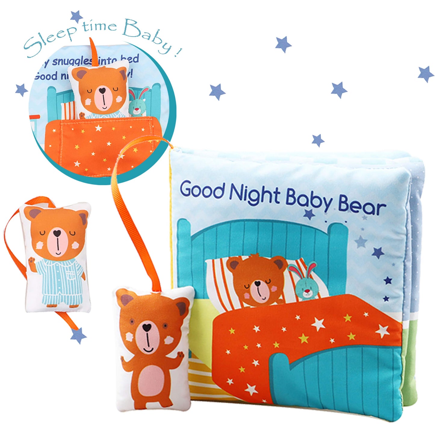 bebe mondo Teddy Bear Toy & Fish Baby Crinkle Books for Newborn Babies Infants 0-6, 6-12 & 12-18 Months, 1-2 Year Old