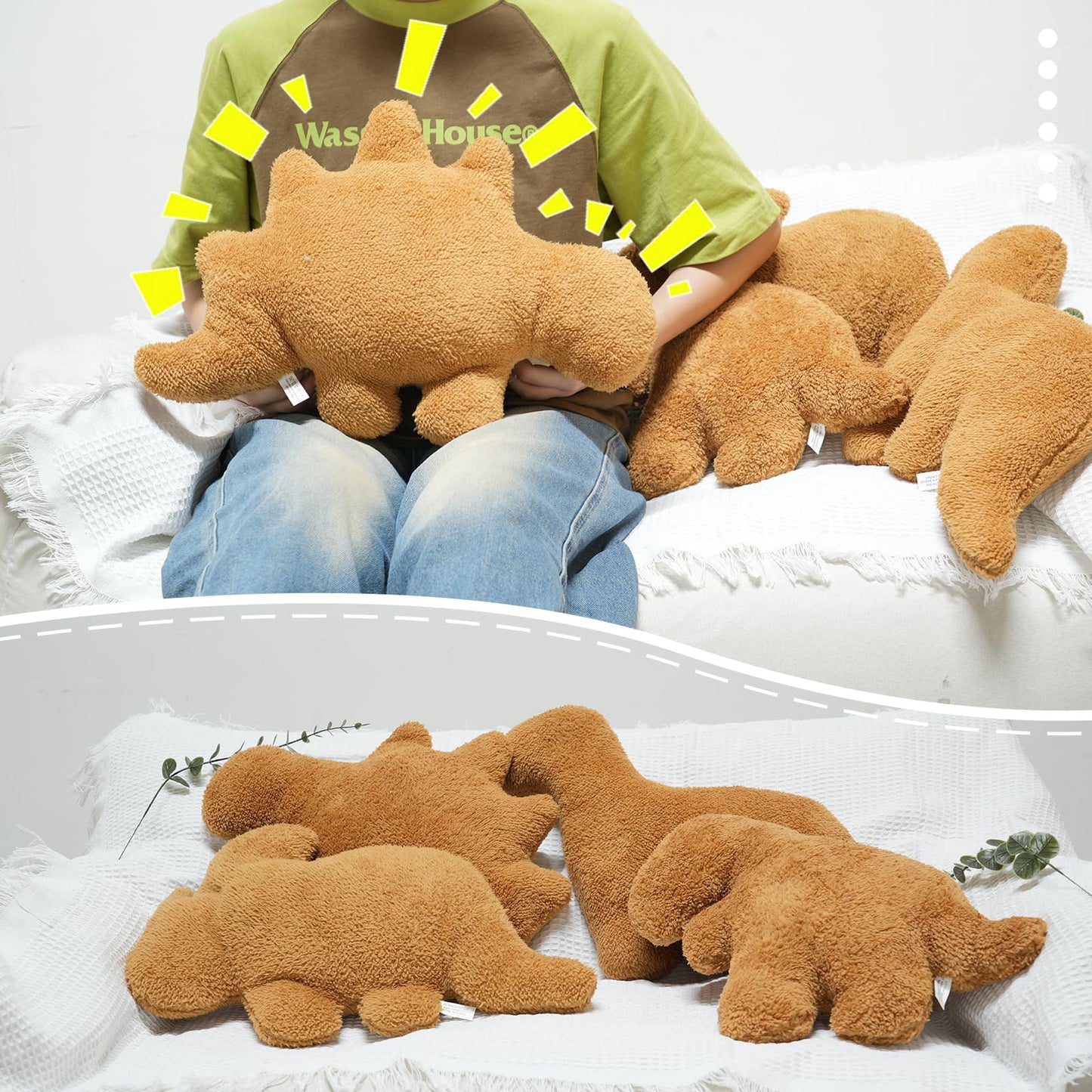 TVVPGG Dino Nugget Pillow, 3 Pcs Dino Chicken Nuggets Plush Stuffed Animal Gift for Kids Adults Girlfriend Christmas
