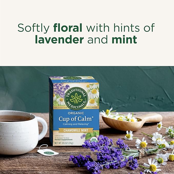 Traditional Medicinals Tea, Organic Cup of Calm, Calming & Relaxing with Chamomile Mint, 96 Tea Bags (6 Pack)