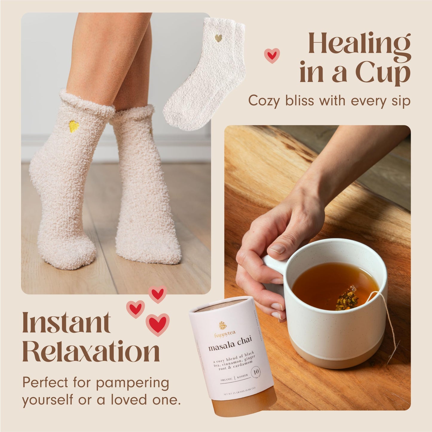 Unboxme Sending Hugs Get Well Soon Gift Basket & Care Package for Women - Self Care Gift Box with Fuzzy Socks, Ceramic Mug, Chai Tea, Honey