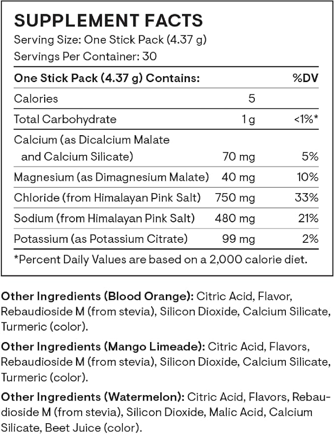 THORNE - Daily Electrolytes - Zero Sugar & Low-Calorie Electrolyte Drink Mix - Naturally Flavored & Sweetened - NSF Certified for Sport - Variety - 30 Stick Packs