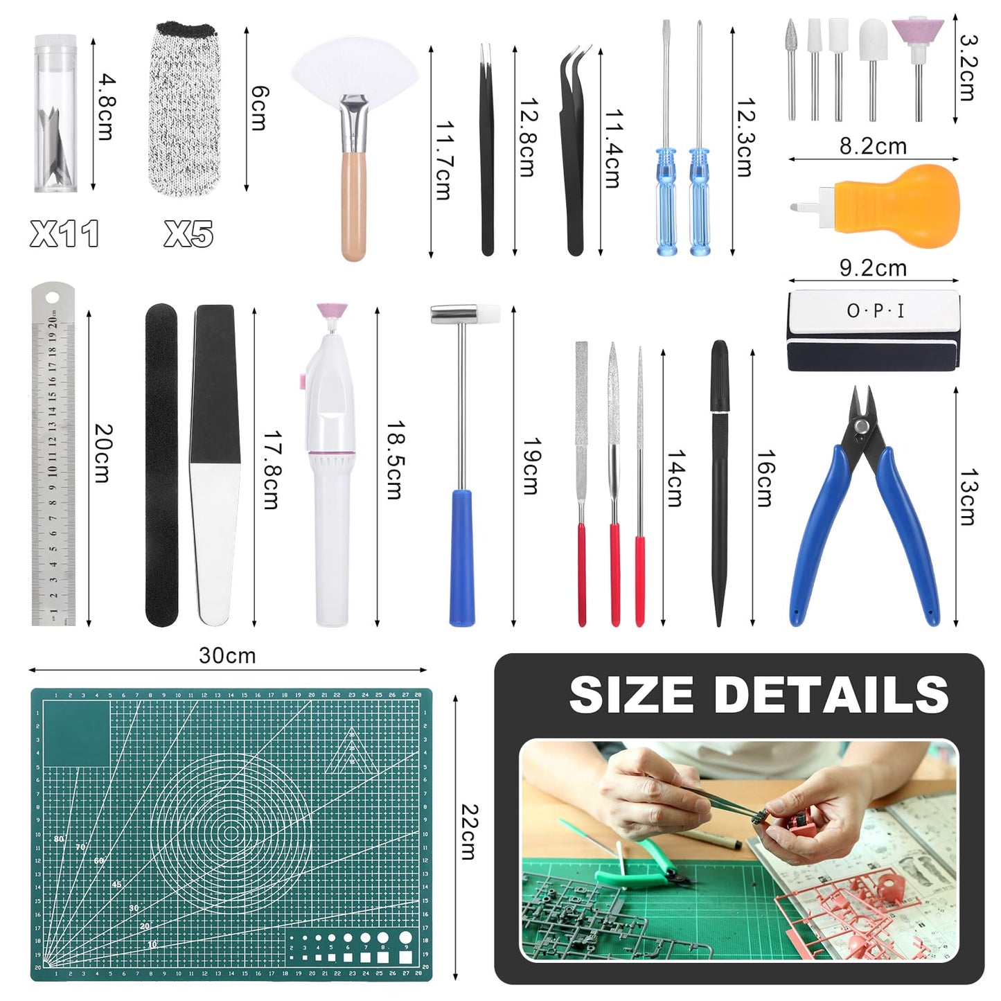 Fippy 29PCS Gundam Model Tools Kit, Model Basic Tools Kit, Hobby Building Tools Kit for Gundam Basic Model Assembling, Building and Repairing