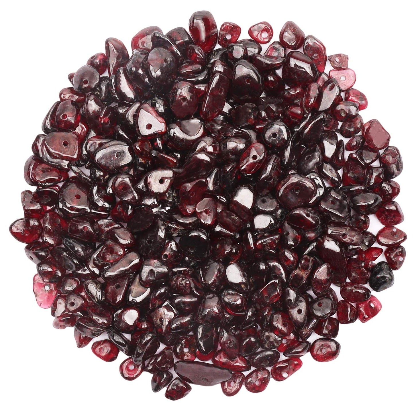 500 pcs Natural Chip Stone Beads, Garnet 5-8 mm Irregular Gemstones Healing Crystal Loose Rocks Bead Hole Drilled for Jewelry Making Bracelet