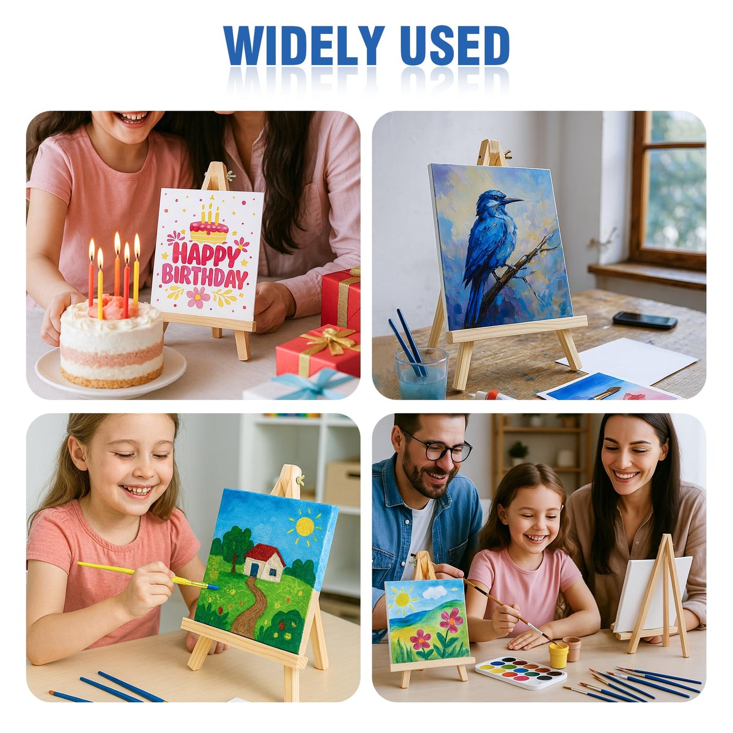 Falling in Art 12 Pack Mini Wooden Display Easels, 10 Inch Tripod Painting Easel Stand, Portable Art Canvas Holder for Photos, Prints and Signs