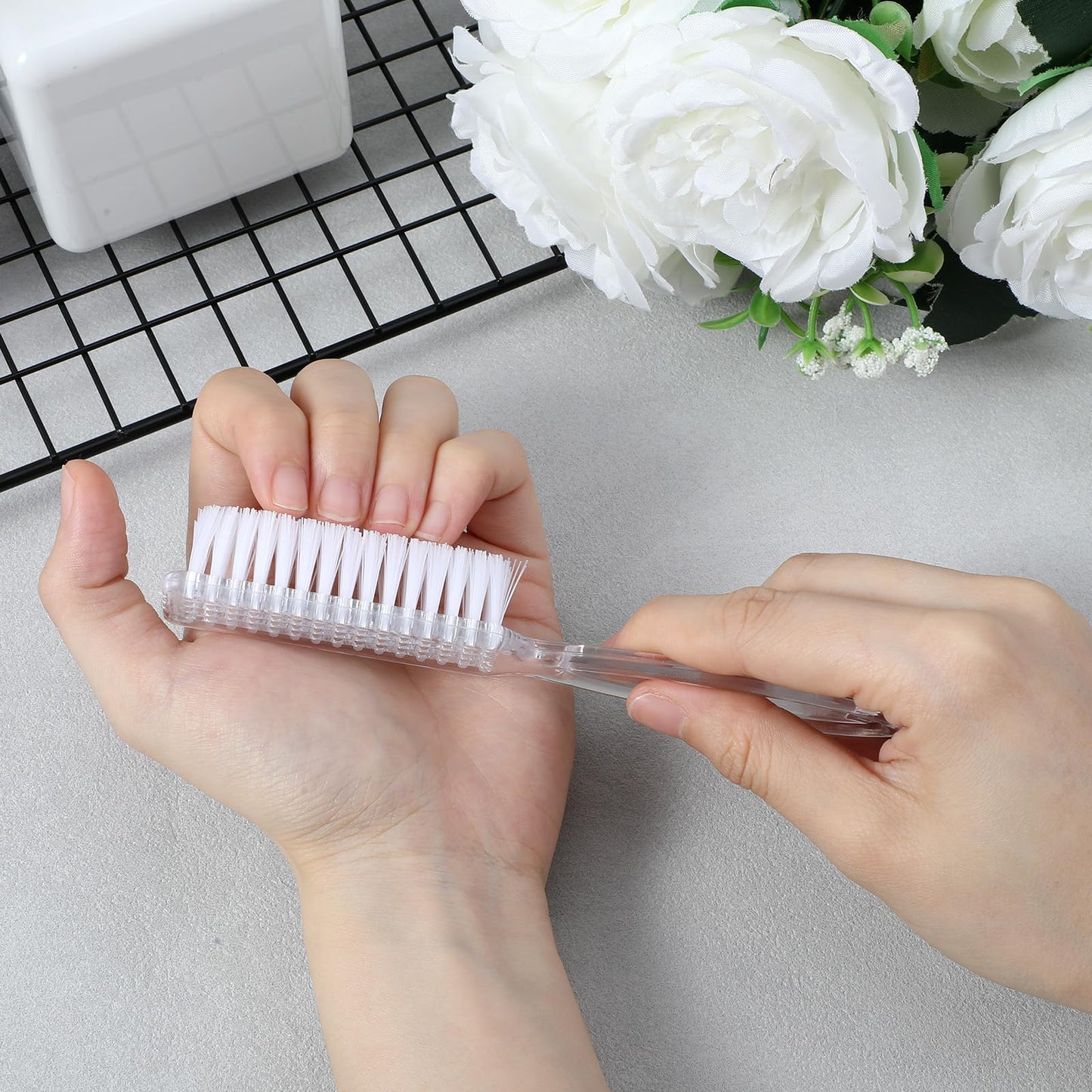 100 Pcs Handle Grip Nail Brush for Cleaning Fingernails Cleaner Scrub Brush Bulk Manicure Tools Scrub Cleaning Brushes Kit, Use for Nail and Toe (Bright Colors)