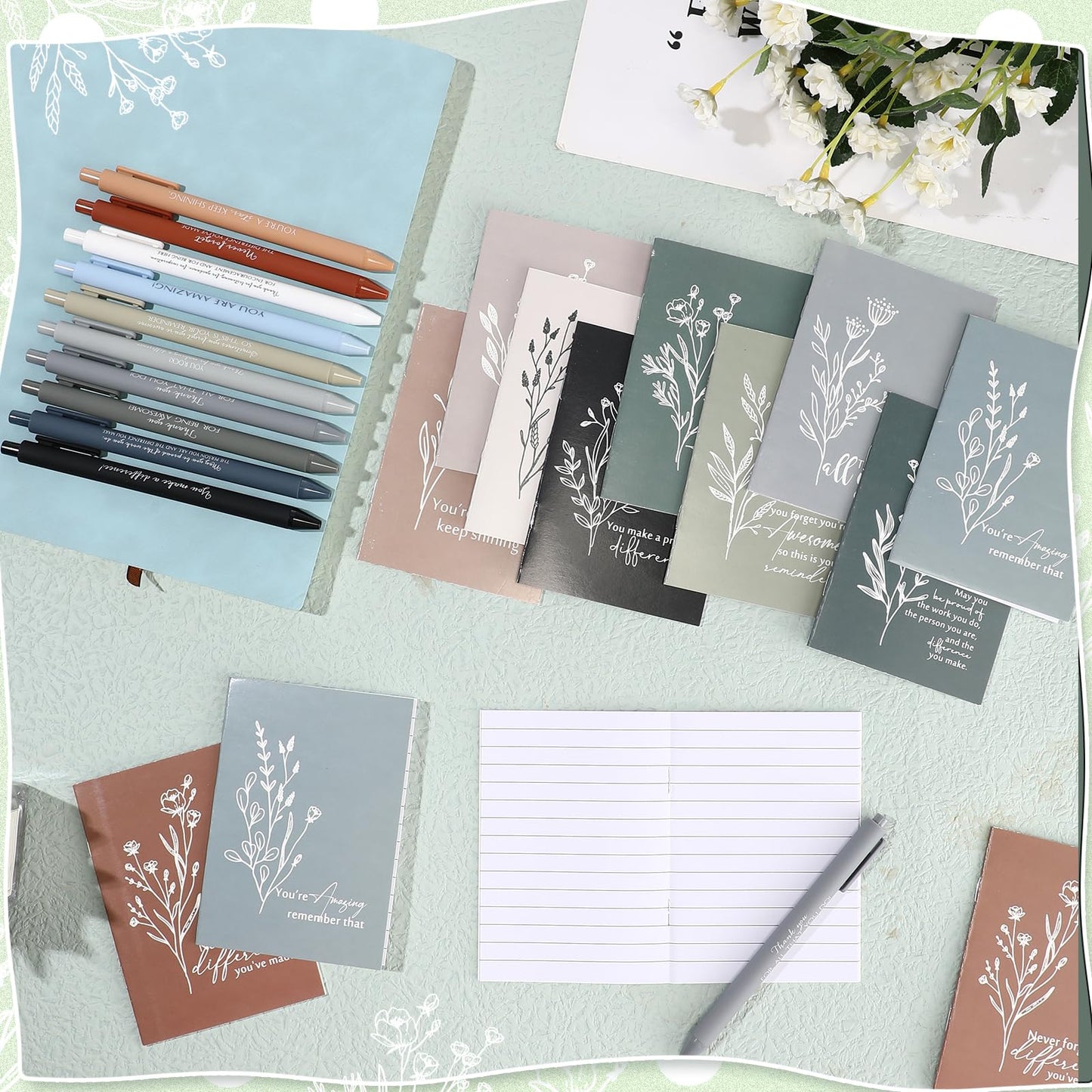 Tellingyou 40 Pcs Employee Appreciation Gifts Bulk Inspirational Notebook Ballpoint Pen Motivational Notebook Mini Journal for Volunteer Administrative Professional Teacher Nurse Team (Classic)