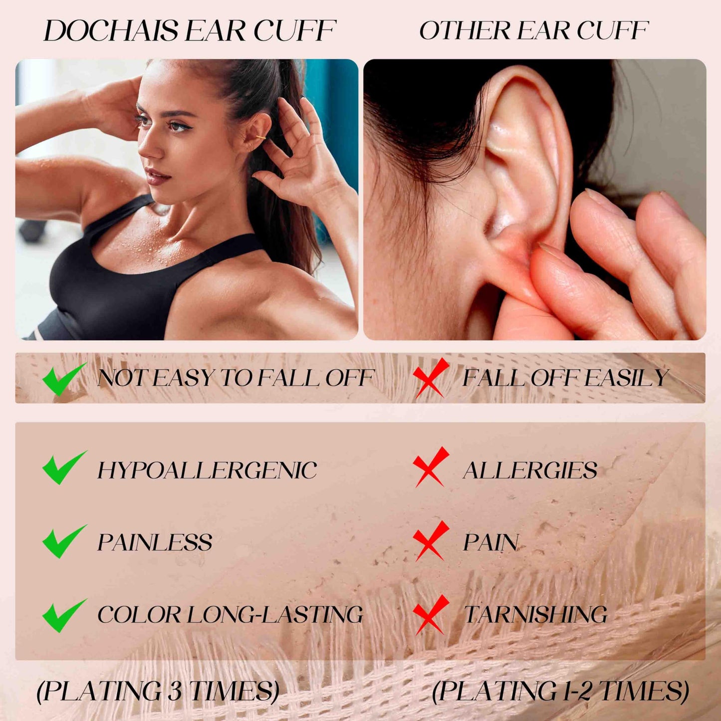 Dochais Ear Cuff Earrings for Women Non Piercing 14K Gold Plated Ear Cuff for Non Pierced Ears Clip on Cartilage Earring Dainty Fake Earrings G2