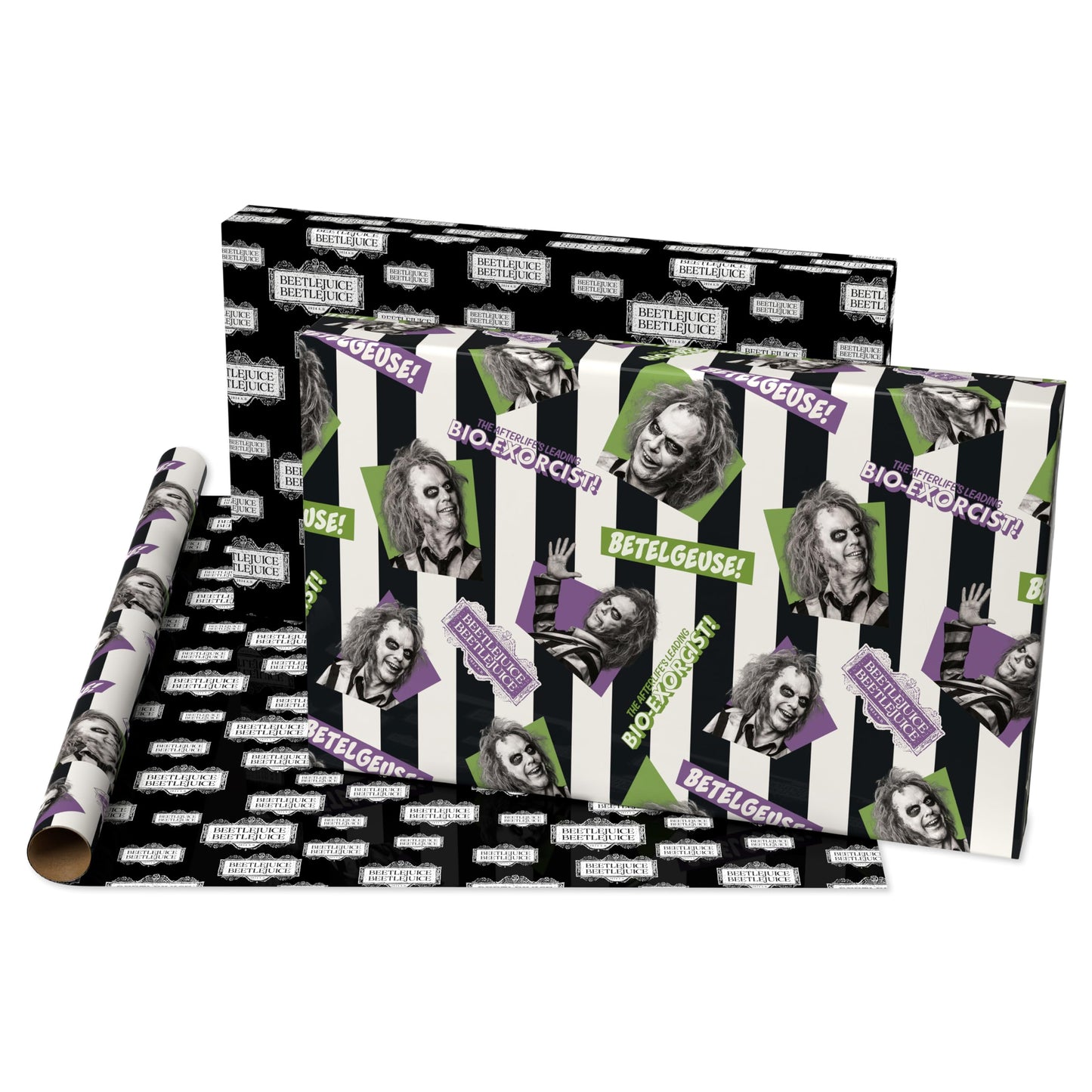 American Greetings 40 sq. ft. Reversible Beetlejuice Wrapping Paper for All Occasions (1 Roll, 30 in. x 192 in.)