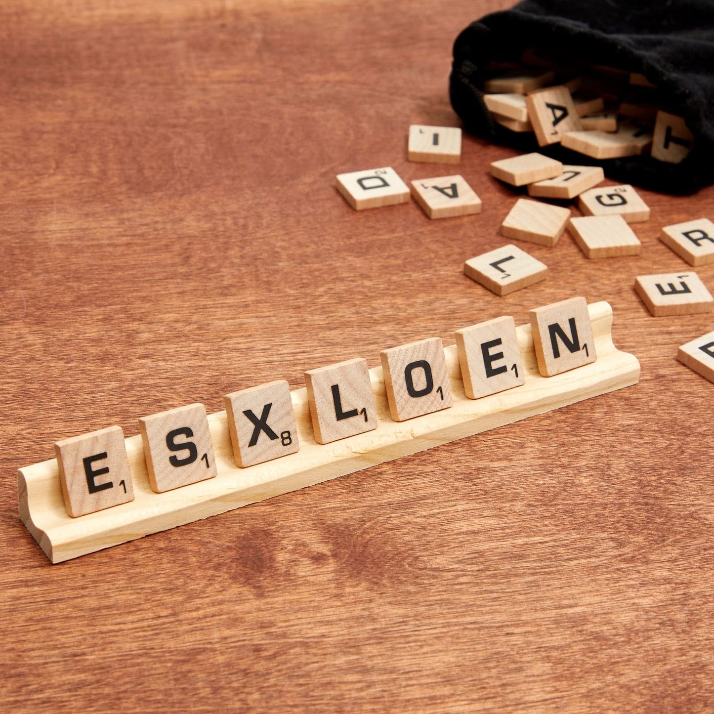 Bright Creations Wooden Scrabble Tile Holder - Game Organizer with Scrabble Trays - Craft Display for Letter Tiles - Space-Saving Racks - Pack of 12, Brown, 7.5 x 0.75 x 0.85 in