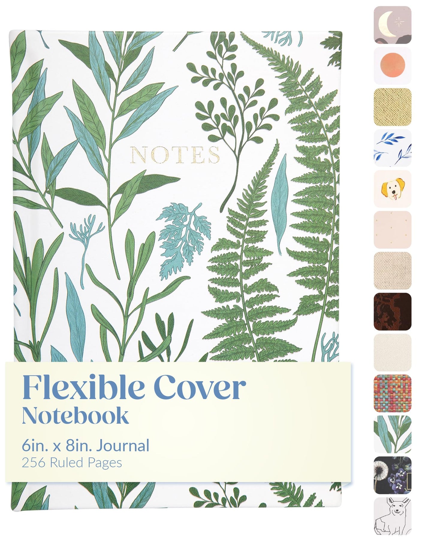 Eccolo Botanical Lined Bound Journal Notebook, A5 Writing Journal, 256 Ruled Ivory Pages, Ribbon Bookmark, Lay Flat, Notebook for Work or School (5.75-x-8.25 inches)