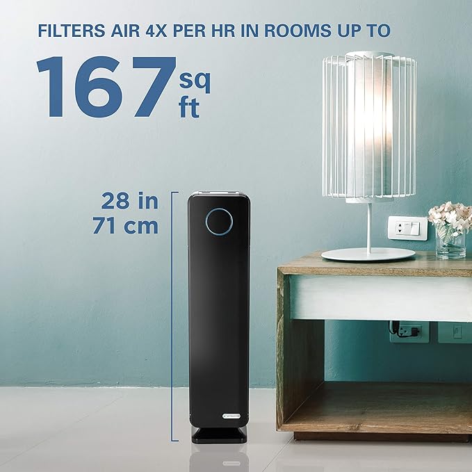 GermGuardian Air Purifier for Home with HEPA Pure Filter, UV-C Light Sanitizer, Eliminates Germs, Filters Allergens, Pollen, Smoke, Dust, Pet Dander, Mold, Odors, 28", Black, AC5300B