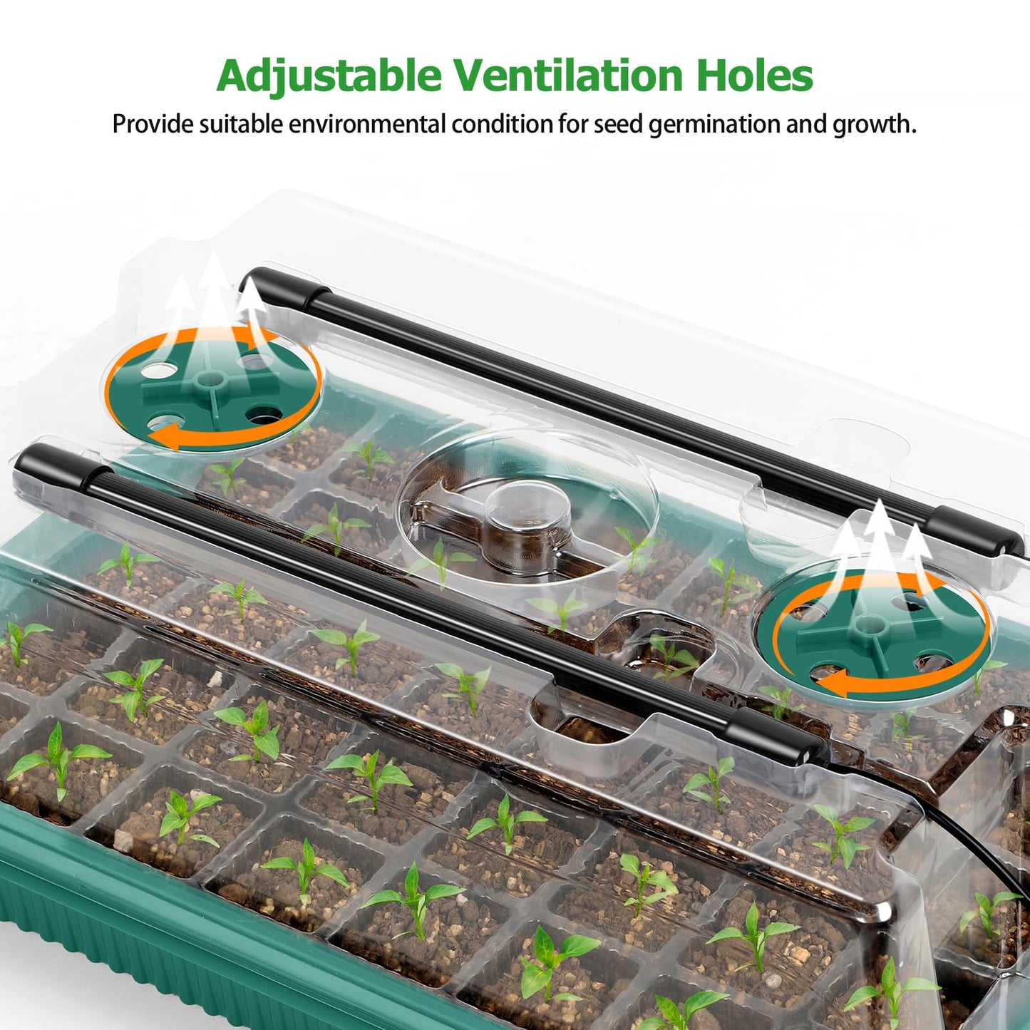 Seed Starter Tray with Grow Light 80 Cells Seed Starter Kit with Humidity Dome Indoor Seedling Starter Trays Adjustable Brightness and Timed Plant Germination Starter Trays for Seeds Growing, 2 Pack