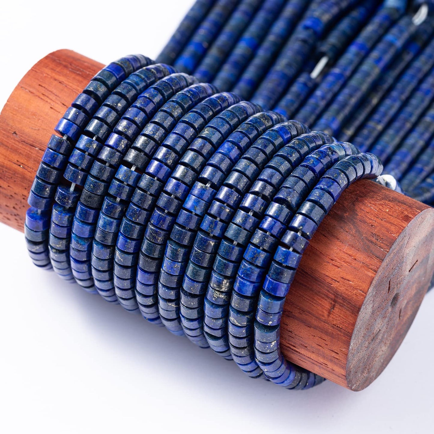 Natural Lapis Lazuli Stone Spacer Beads 6x3mm 38cm/str Flat Round Loose Semi Gemstone Caps for Making Bracelets Necklace