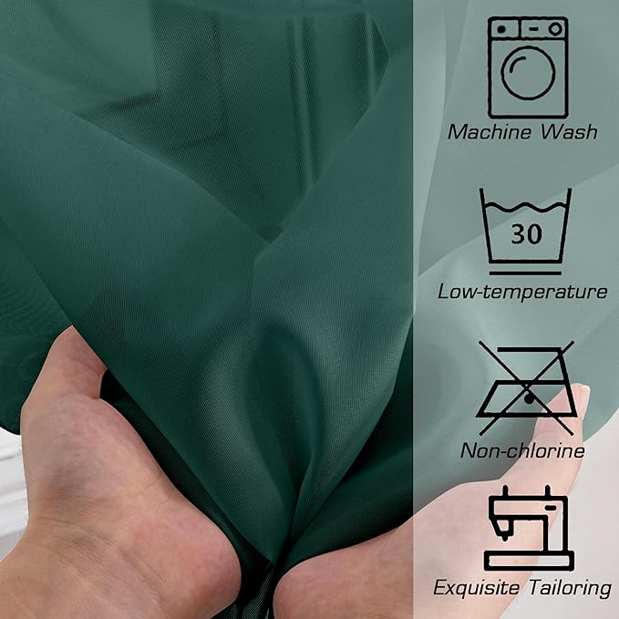 Simplebrand Hunter Green Sheer Curtains 72 Inches Long 2 Panels for Living Room, Rod Pockets Airy Window Treatments Voile Sheer Curtains Panels Lightweight for Front Back Patio Glass Door, 42" Width