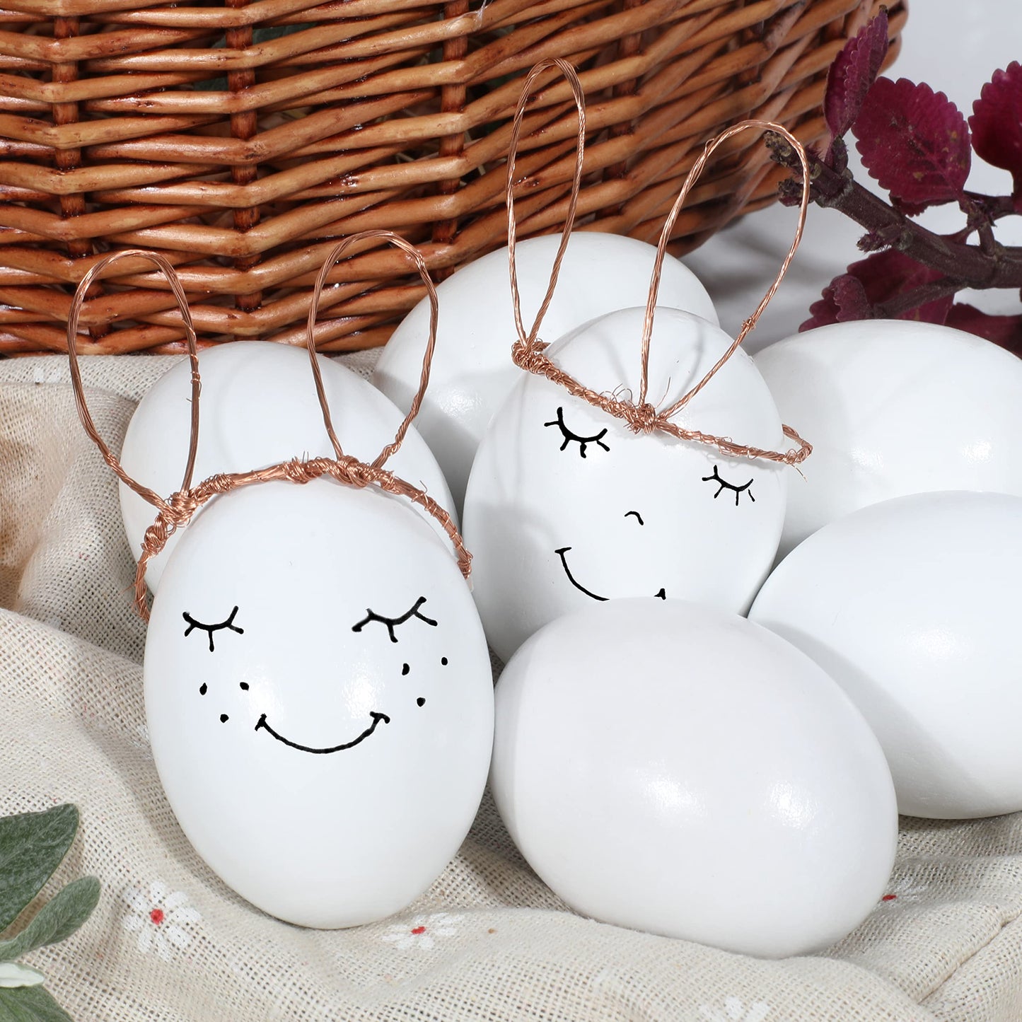 JOYIN 36 Pcs Easter White Wooden Egg, Fake Eggs Plain Decorating for DIY Paint Your Own Egg Decor, Easter Craft, Basket Stuffers, School Activities Supplies