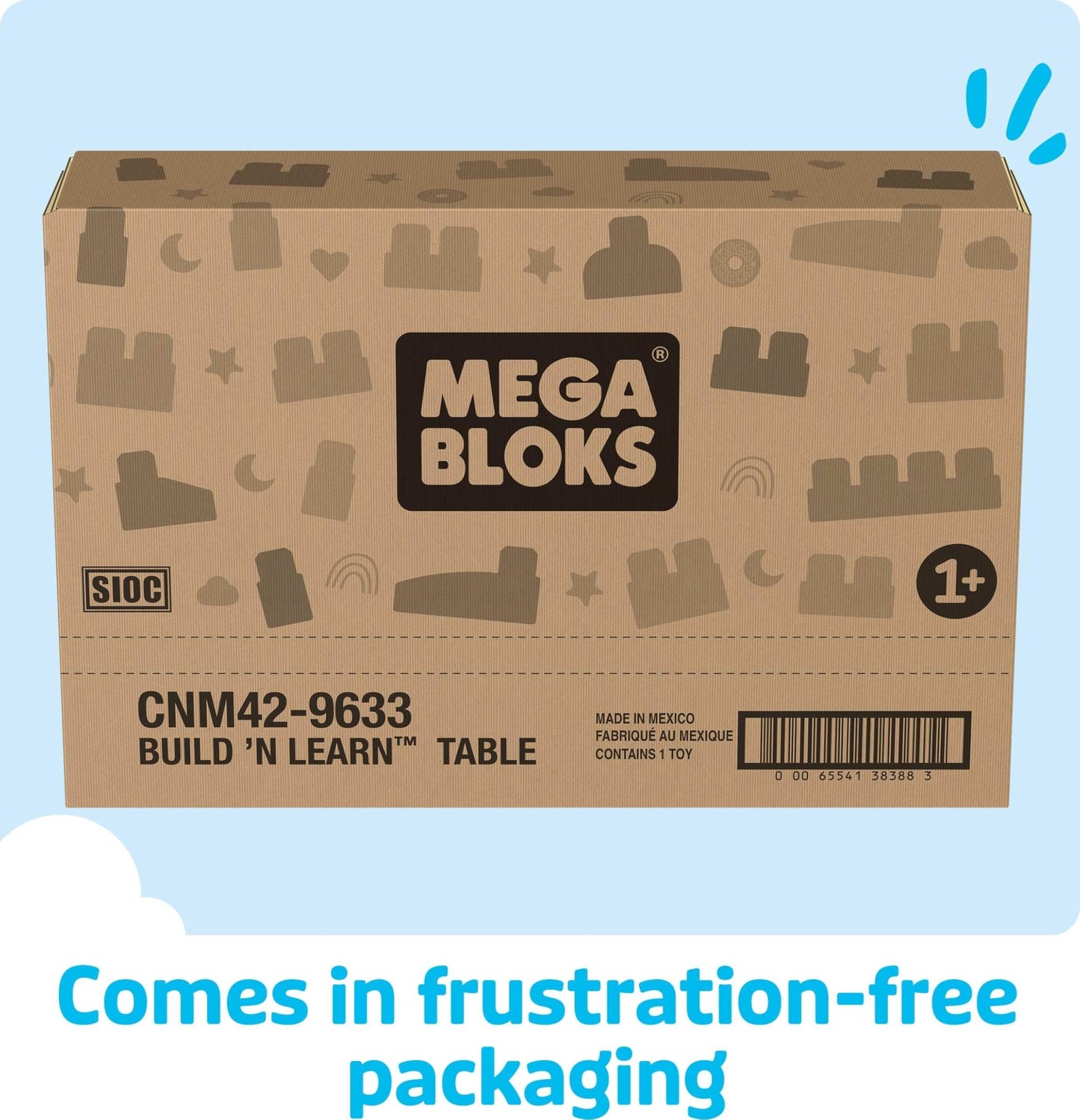 MEGA BLOKS First Builders Toddler Blocks Toy, Build ‘n Learn Portable Activity Table with 30 Pieces and Built-In Storage, Blue, Kids Ages 1+ Years (Amazon Exclusive)