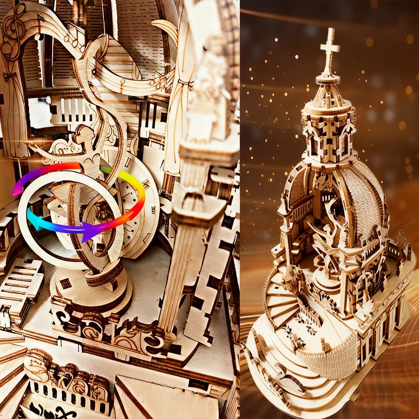 3D Puzzle for Adults Teens Wooden Music Box Mechanical Model Kits Wood DIY Crafts Kit to Build Gift for Men Women Age 14+ Years Old