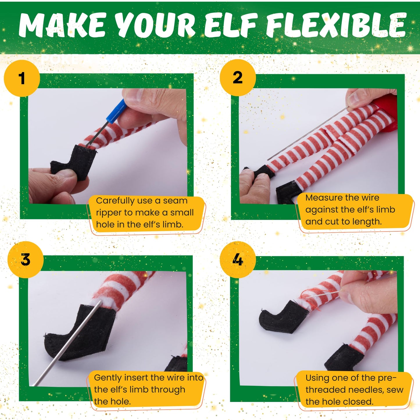 XOXO Parents Northpole Pro™ Elf Upgrade Kit for Adults – DIY Posable Elf Doll Kit – Includes Wire, Tools, Message Cards & Instructions