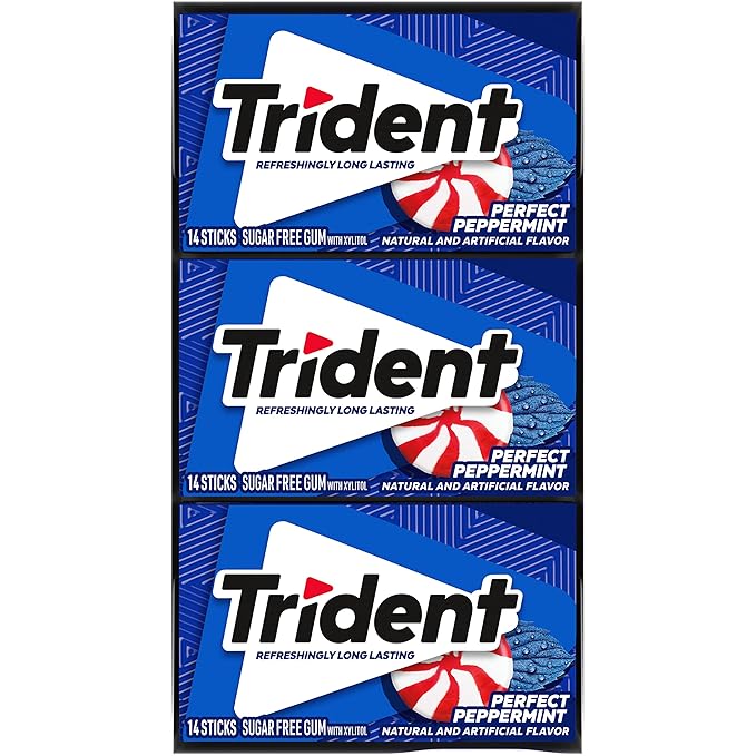 Trident Perfect Peppermint Sugar-Free Chewing Gum, 12 Packs of 14 Pieces (168 Total Pieces)