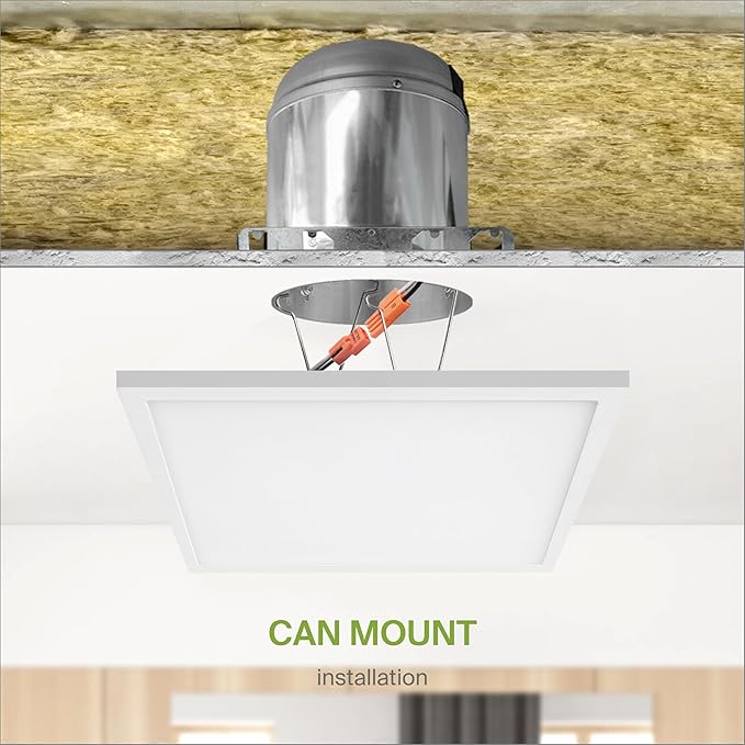 ASD LED 12" Square Flush Mount Ceiling Light Fixture, Low Profile Surface Lighting | 5CCT, Dimmable, Ultra-Thin, ETL Listed | 24W 1700LM 2700-6000K 120V | Kitchen, Bedroom, Hallway Lamp | White