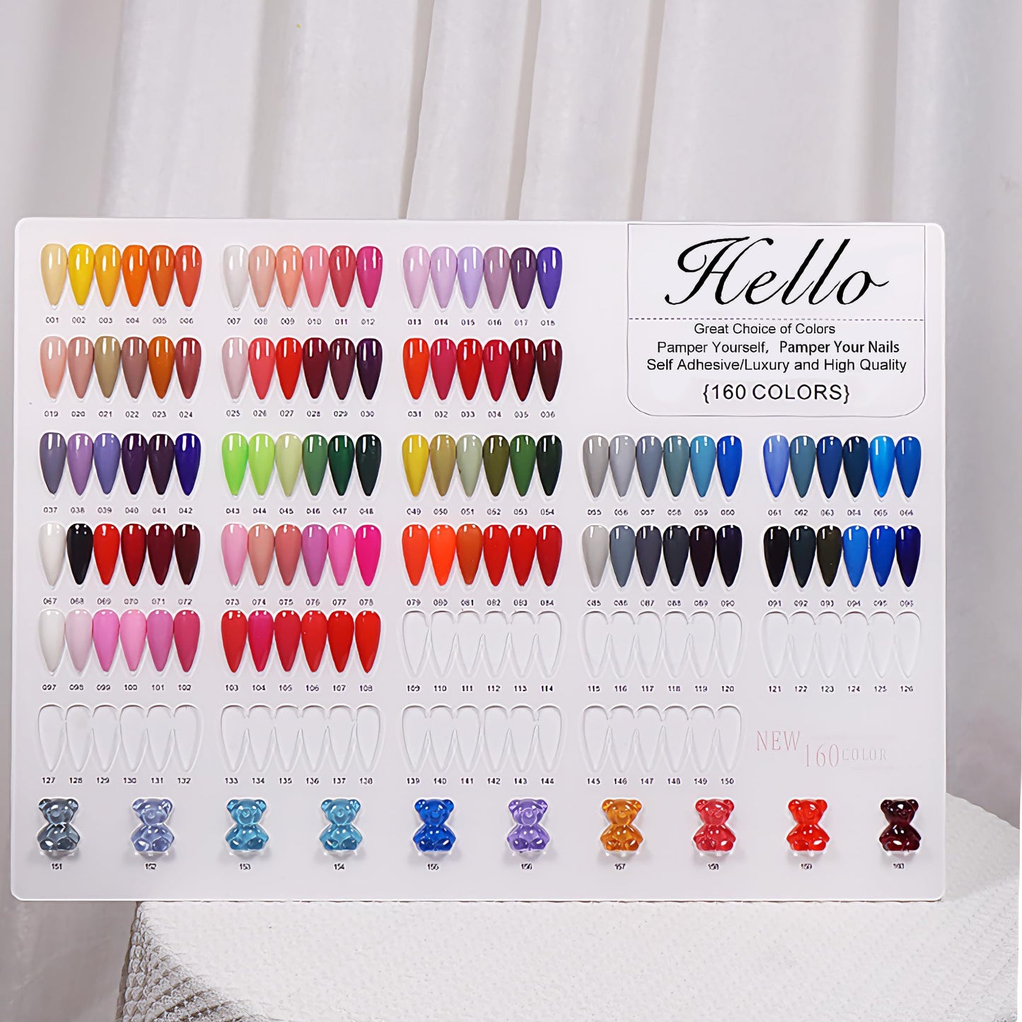 Acycoin2A Acrylic Nail Polish Color Display Board Book Nail Design Chart with 2 Styles Nail Tips Card Board Salon Showing Shelf (160 Colors)