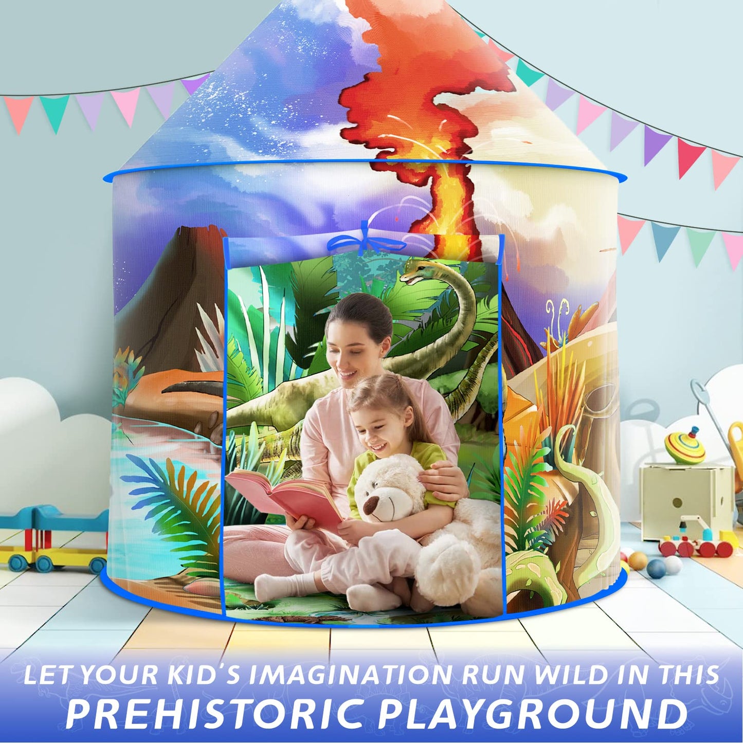 Dinosaur Play Tent for Kids - Pop Up Adventure Tent for Indoor and Outdoor Play