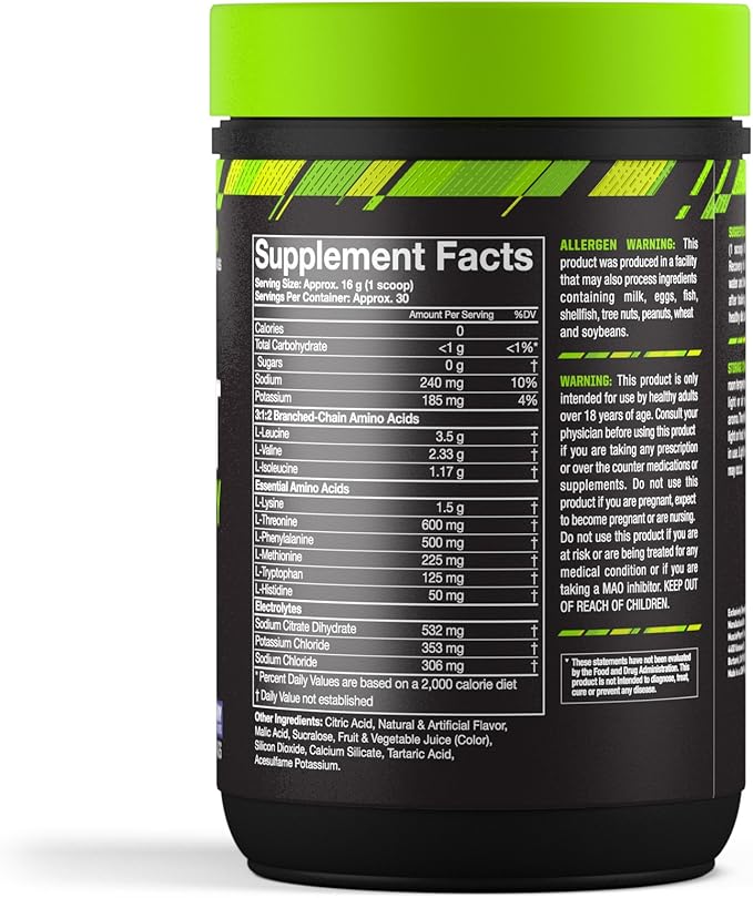 MusclePharm Combat BCAA + Recovery Powder, 10g of Branched-Chain Amino Acids and Essential Amino Acids, Blue Raspberry, 30 Servings