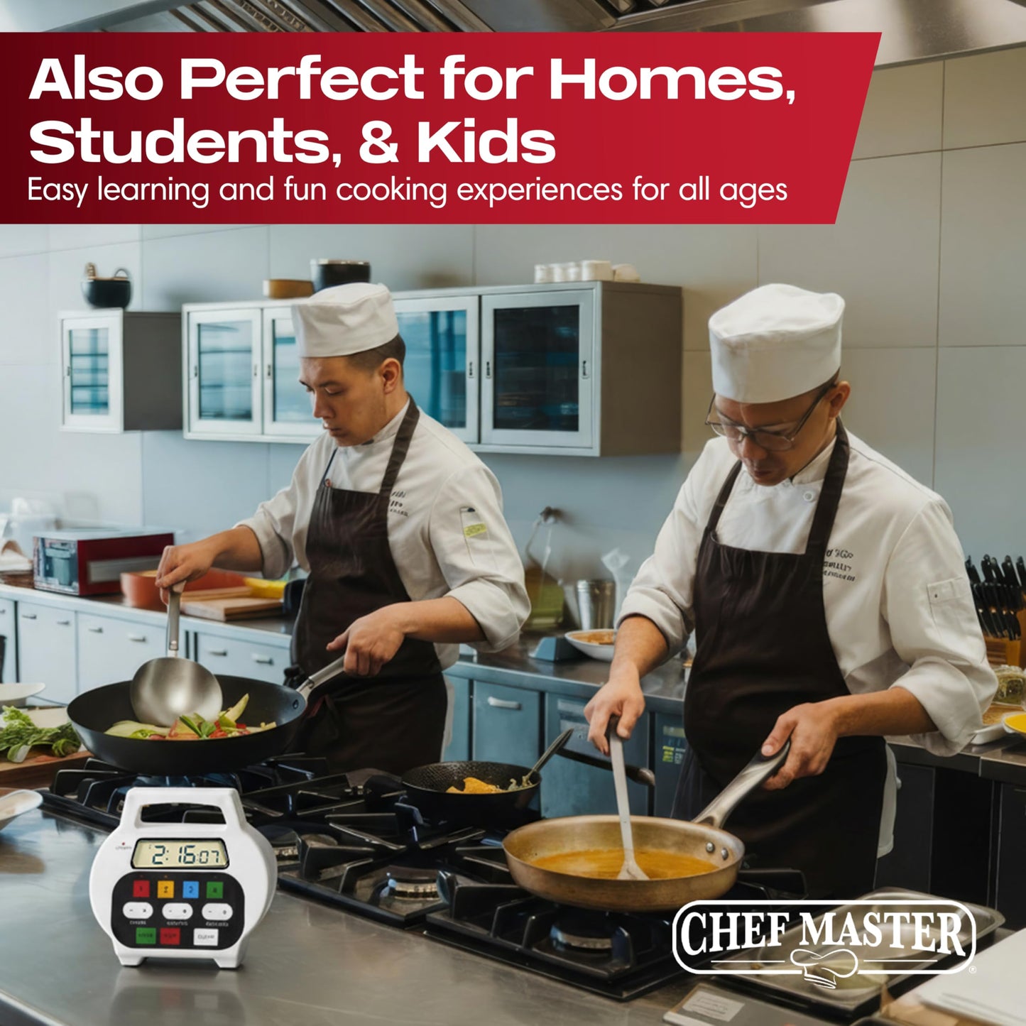 Chef Master 4-Channel Digital Kitchen Timer – Timer for Cooking, Baking & Grilling – LED Display Clock with Independent Countdown Functions for Food Preparation, Roasting, & Tracking - 90218
