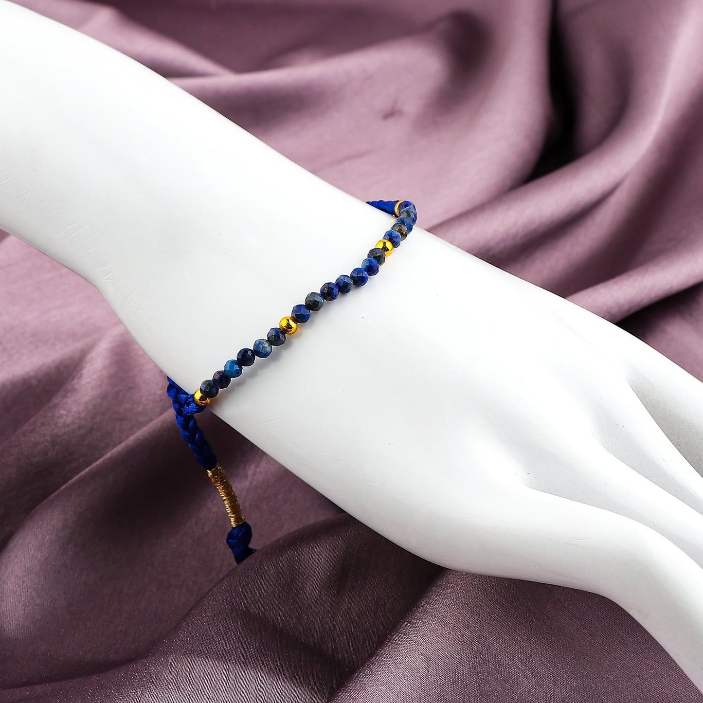 GEMSYMPHONY Lepis Lazuli Gemstone Beads Braided Bracelet – 3.5mm Natural Stone Beads, Handmade Adjustable Braided Rope Bracelet, Healing Crystal Jewelry for Men & Women, Unisex Boho Gift