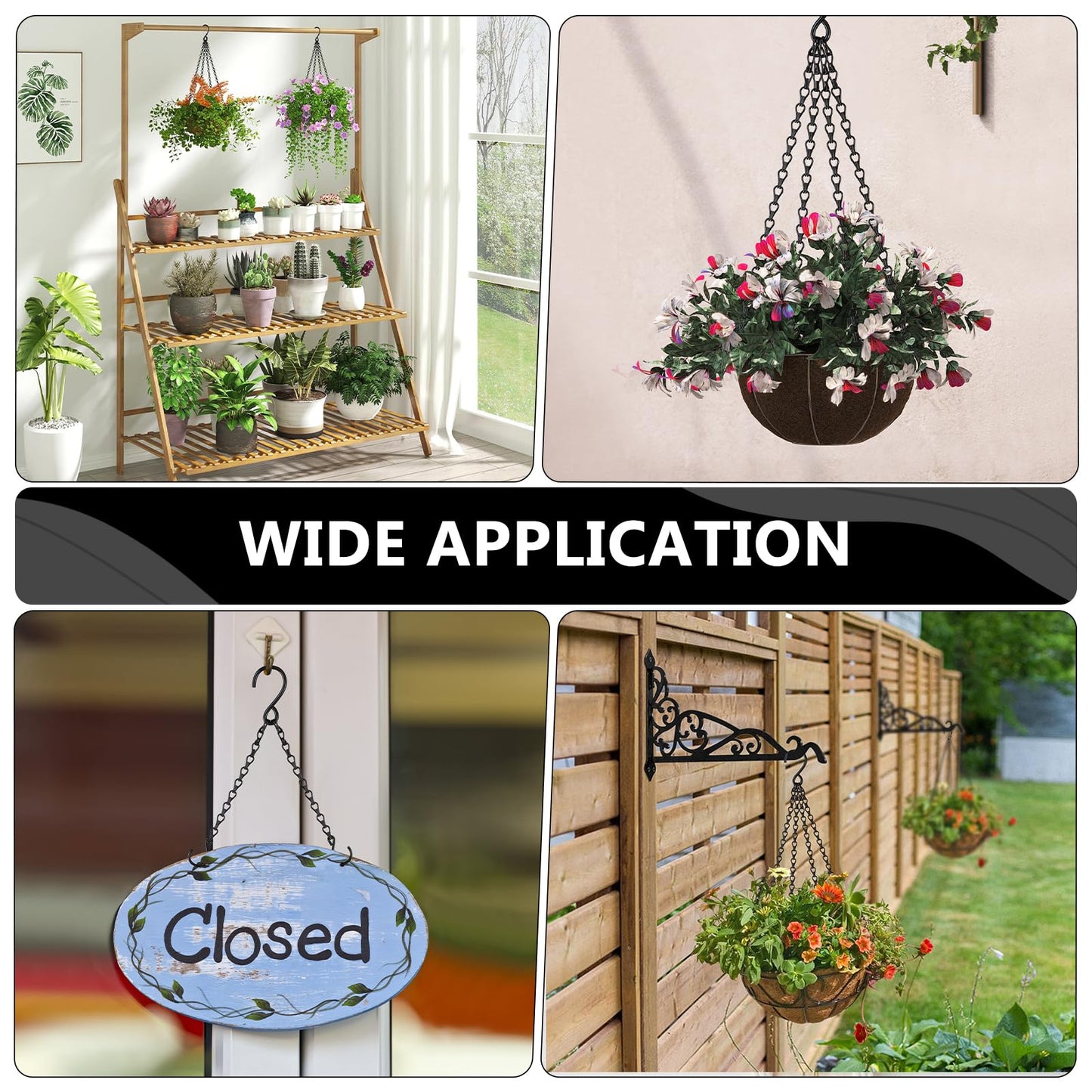 garini 3 Pack, 23 Inch Hanging Baskets Chain, Hanging Chains with Hooks Flower Pot Chain Replacement Plant Hangers for Planters, Bird Feeders and Lanterns(Black)…