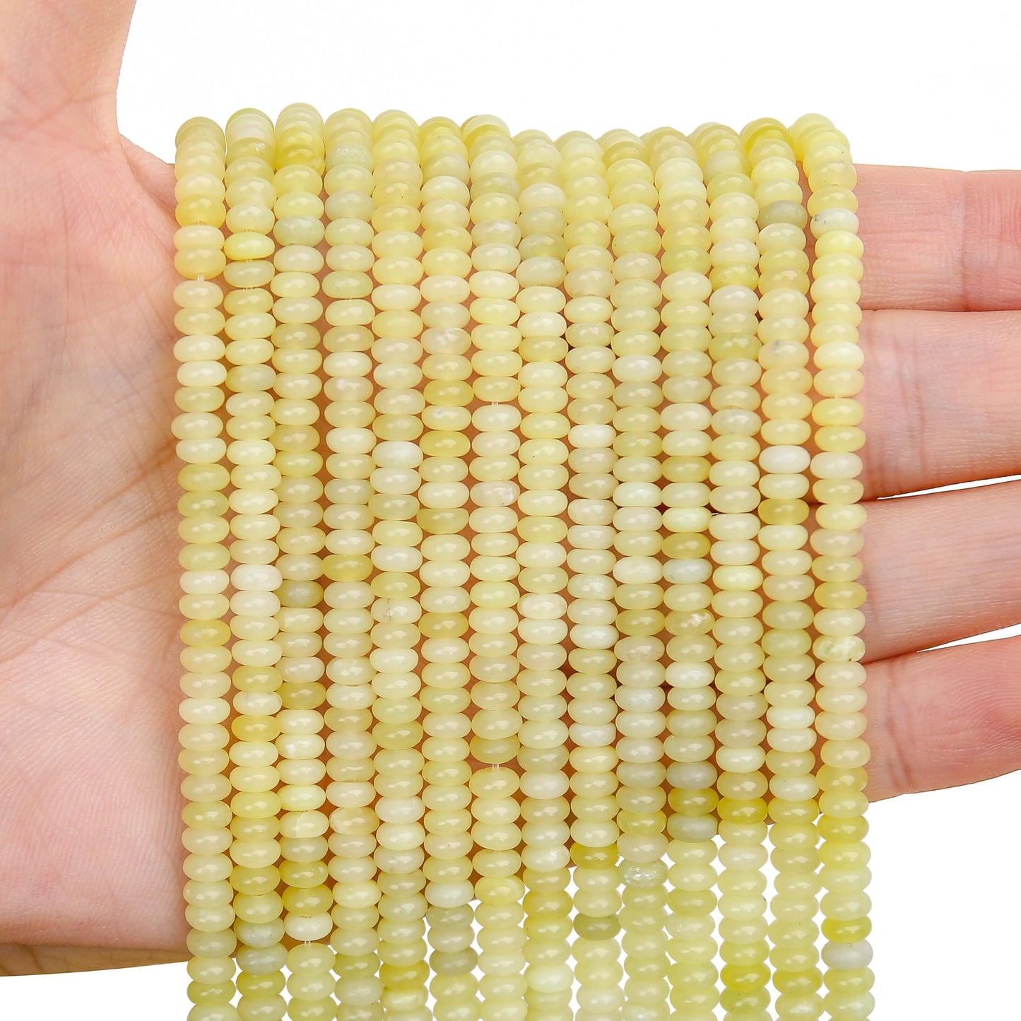 BONNY BOXX 1 Strand Natural 2 * 4mm Lemon Jade Rondelle Beads, Natural Abacus Disk Stone Beads Loose Spacer Gemstone for DIY Bracelet Necklace Jewelry Making