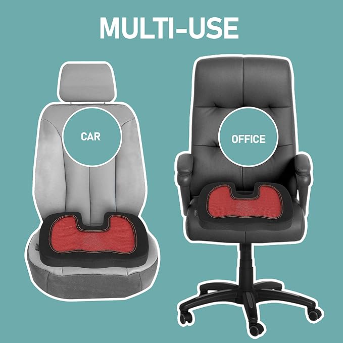 FH Group Universal Fit Memory Foam Seat Cushion for Anywhere - Tailbone Cushion - Coccyx Cushion for Car, Work, and Home Yellow