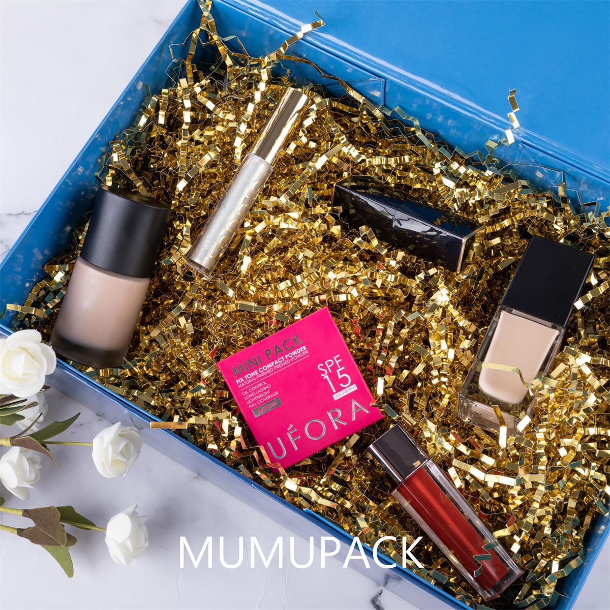 MUMUPACK Blue Extra Large Gift Box 19x16x6 Inches,Collapsible Large Gift Box with Lid Magnetic Closure for Wedding Dress Groomsman Proposal Box