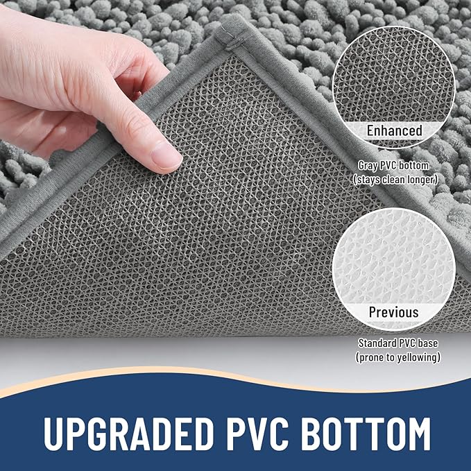 Arotive Luxury Chenille Bathroom Rug Mat, Extra Soft Thick Absorbent Shaggy Bath Rugs, Non-Slip Machine Wash Dry, Plush Bath Mats for Bathroom, Shower and Tub, 30x20, Grey