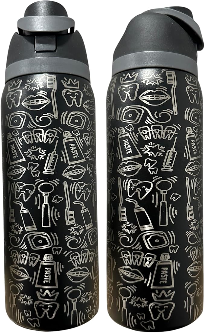 Dental hyginiest tumbler 40oz tumbler Tooth tumbler Dental water bottle Gift for dentist Gift for dental hyginiest Office gift (Black(#76)-Dental(k))