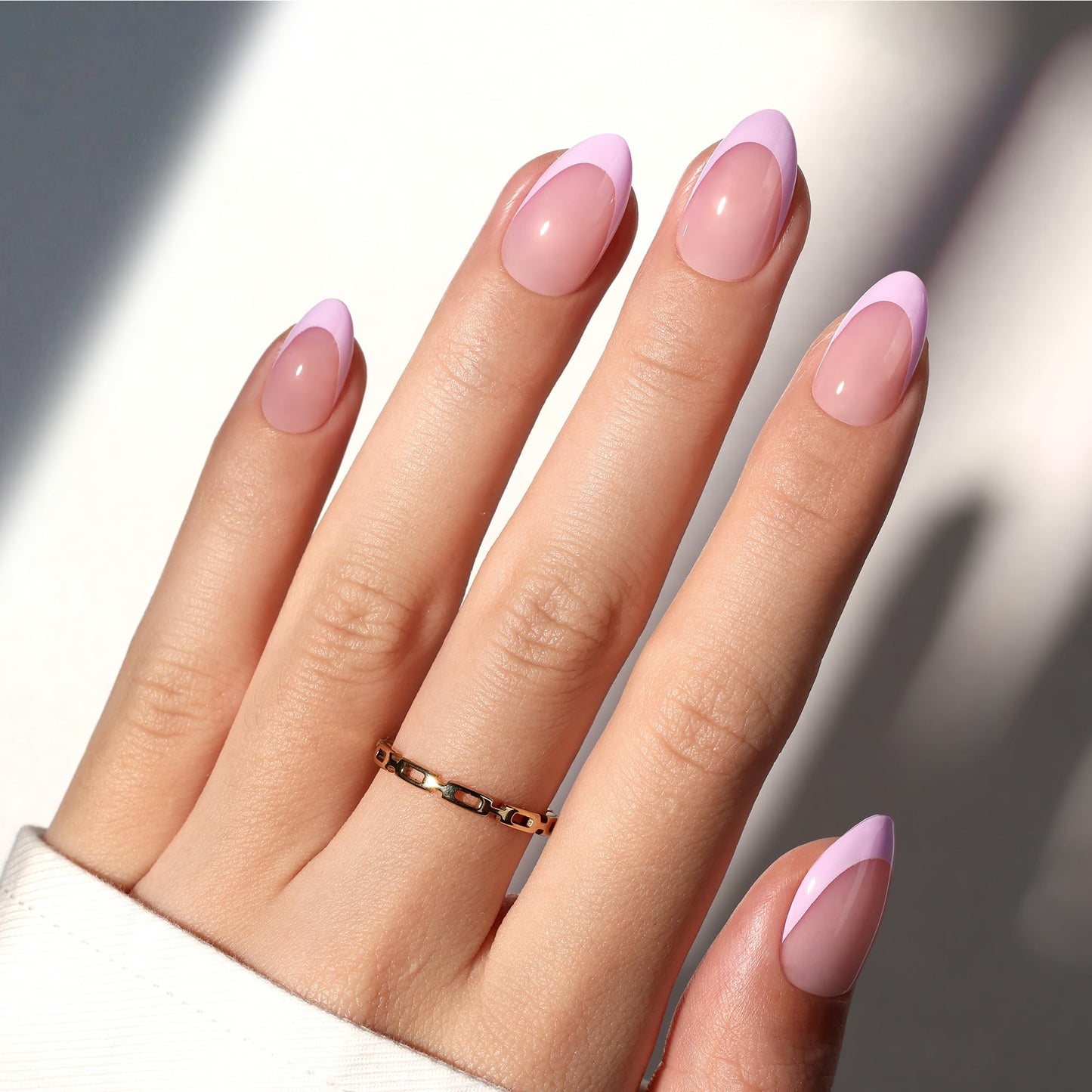 Beetles Purple French Tips Press On Nails - Pastel Spring Short Almond 160 Pcs with Blue French Tips Press On Nails Pastel Spring Short Almond 160 Pcs