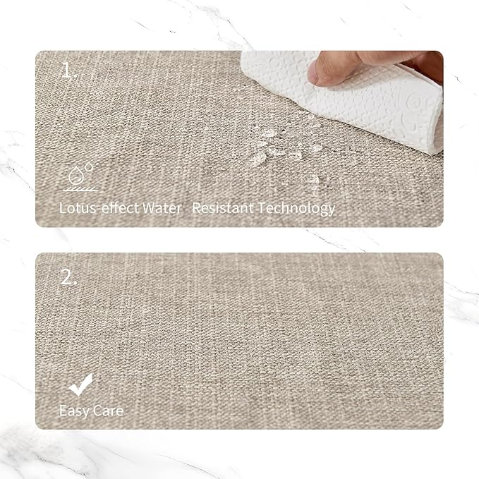 BALCONY & FALCON Placemats Set of 6 Faux Linen Cloth Place Mats Washable Waterproof Wrinkle Resistant Table Placemats for Dining Kitchen Farmhouse Indoor & Outdoor Use(Beige, 13.8”x 17.7”