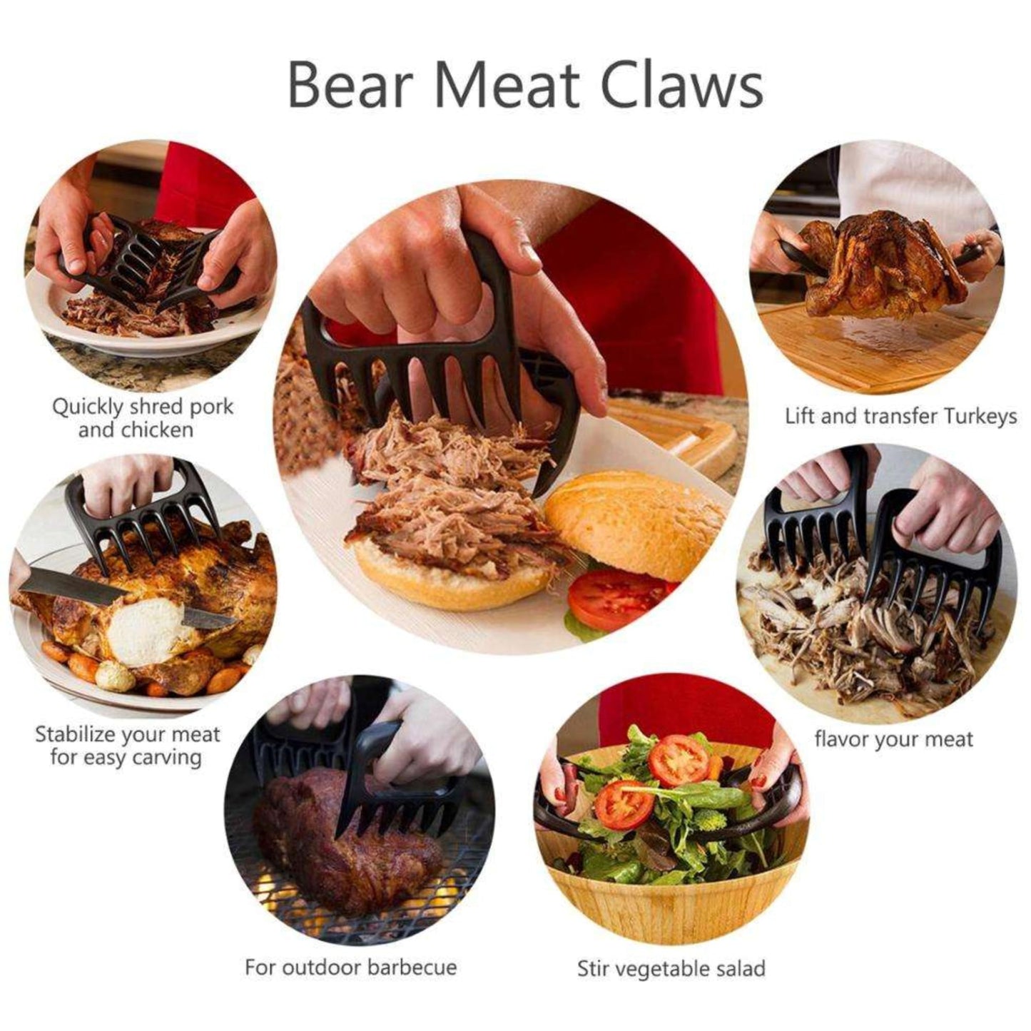 NCA - 5 piece BBQ Prep Tub, BBQ Blanket, Heat Resistant Grill Gloves (1472°F), Meat Claws | 21" Meat Resting Bag, Insulated Triple Layer | Foldable Cutting Board, Drain Plug | 2 pcs Chicken Shredder