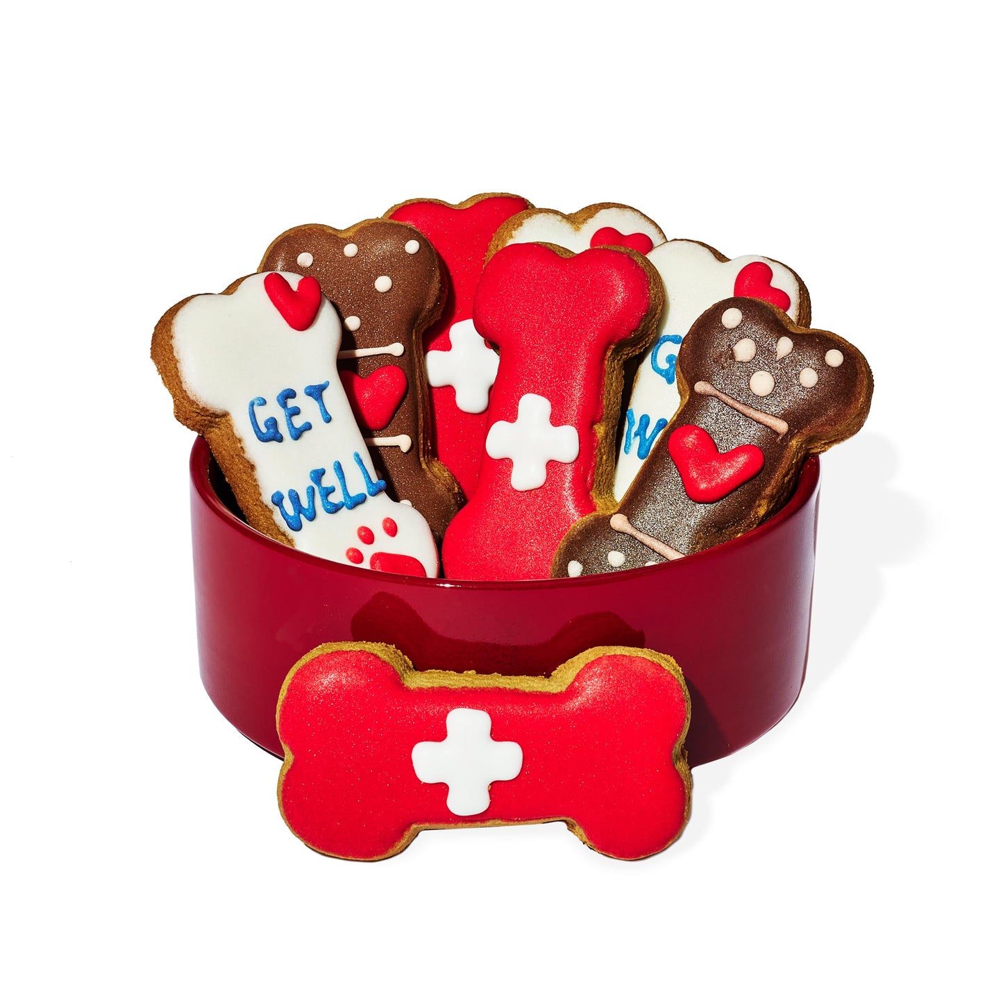 Thoughtfully Pets, Get Well Dog Cookies Gift Set, Crunchy Dog Treats Includes Colorfully Hand Decorated Get Well Themed Biscuits to Brighten Their Day, Set of 8
