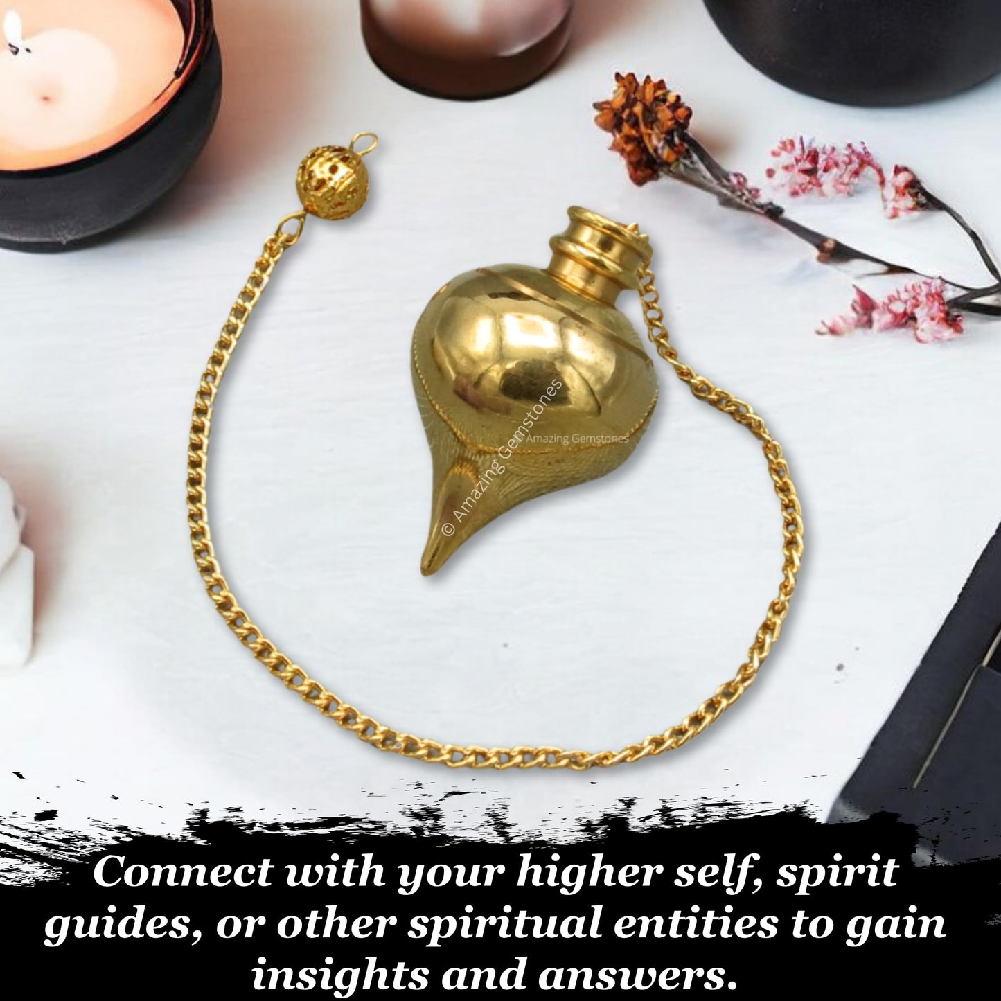 Amazing Gemstone Healing Metal Pendulums for Divination, Gold Dome Cone with Point Steel Copper Pendulum High Energy Pendulo de Bronce Pendulos de Mesa MP108