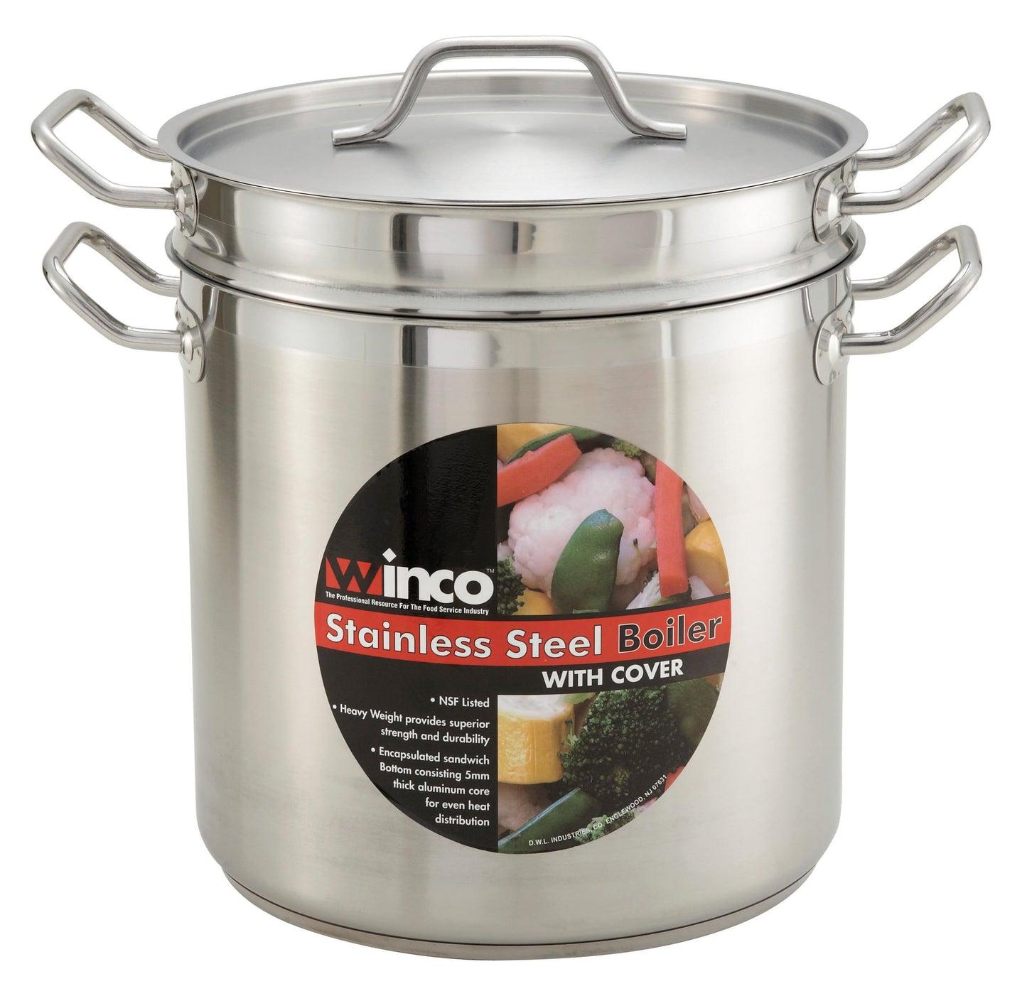 Winco 8qt S/S Double Boiler w/Cover