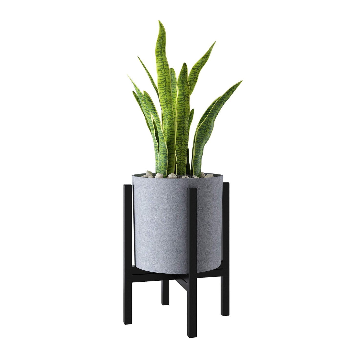 FaithLand 10 Inch Fiberstone Planter - Lightweight Modern Cylinder Plant Pot with Drainage Hole & Plug, Authentic Concrete Look, Gray