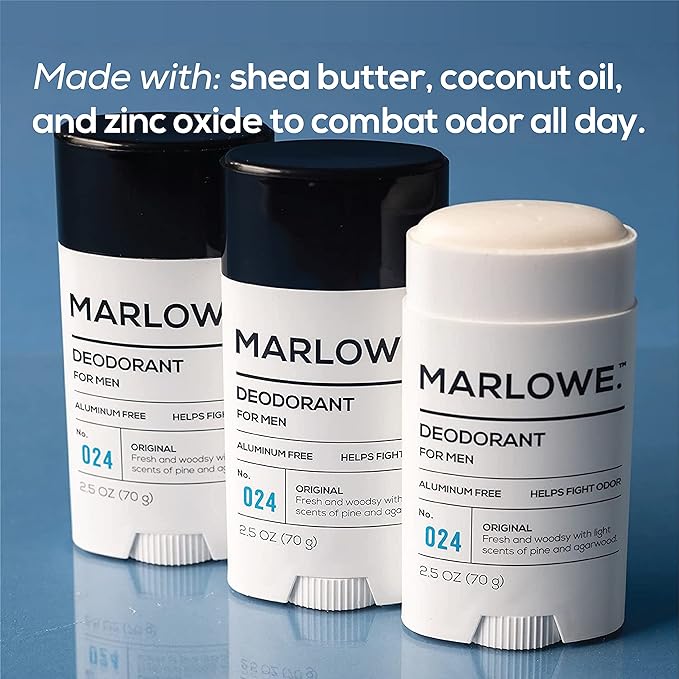 No. 024 Mens Deodorant 2.5 oz, Natural Deodorant for Men, Aluminum Free Stick, Made with Coconut Oil, Shea Butter & Jojoba, Only No-Nonsense Ingredients, Fresh & Woodsy Scent
