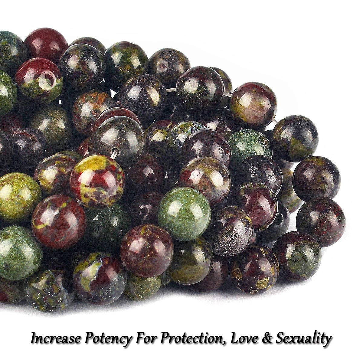 70PCS Natural 8MM Healing Gemstone, Dragon’s Blood Energy Stone Round Loose Beads, Semi-Precious Crystal Beads with Free Elastic String for Jewelry Making DIY